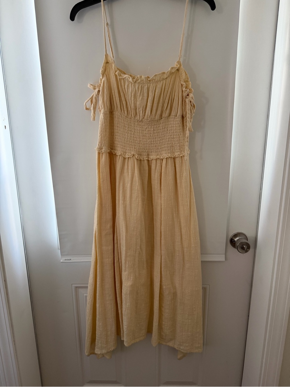Women’s Cream Smocked Sundress with Spaghetti Straps